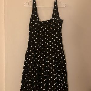 Black Polka Dot Pleated Dress (w/ pockets!)